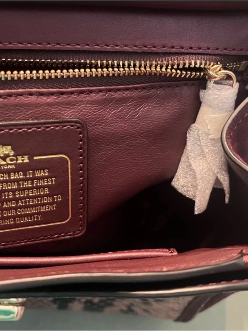 Coach Plum Leather Top-Handle Satchel with Pink Python Accent and Gold Hardware